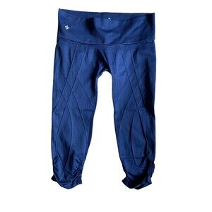 Nux Womens Mesa Capri Leggings Size M Blue Low Rise Seamless Athleisure Yoga Gym